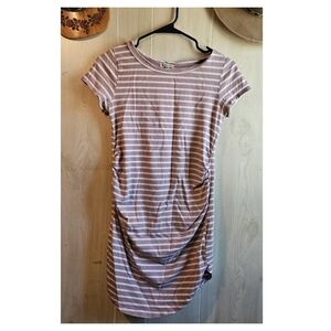 Heart & Hips Maternity Pink Striped Short Sleeve Dress